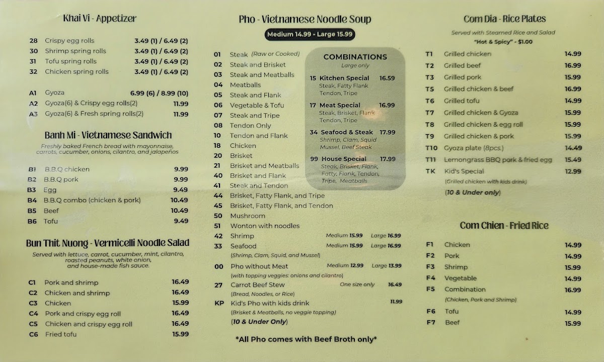 Pho Tai Menu - Image 2